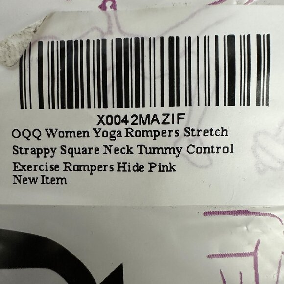 OQQ Womens Yoga Romper XL Stretch Square Neck Tummy Control Hide Pink - Picture 4 of 8